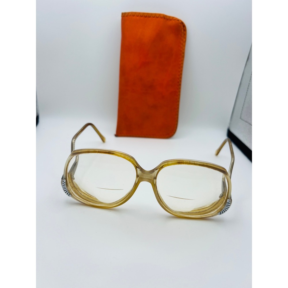 Vintage Oversized Amber Bifocal Eyeglasses WavyTemples Retro Frames